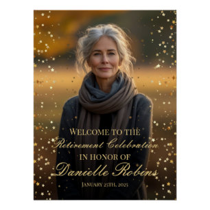 Retirement party welcome sign with photo