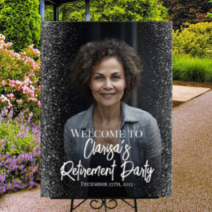 Retirement party welcome sign with photo