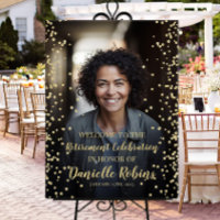 Retirement party welcome sign with photo