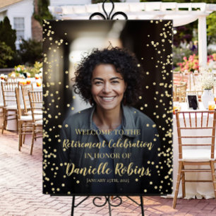 Retirement party welcome sign with photo