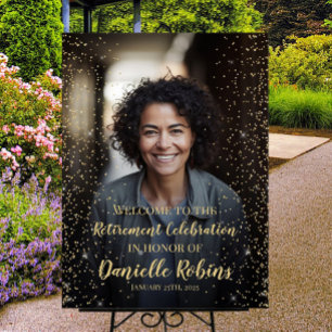 Retirement party welcome sign with photo