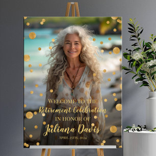 Retirement party welcome sign with photo