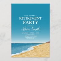 Retirement party with beach, sea and blue sky