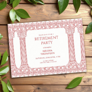 Retirement party with Pink Temple Invitation