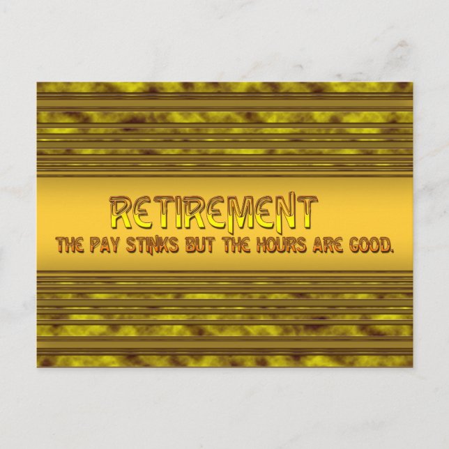 Retirement Pay Postcard (Front)