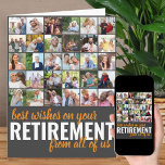 Retirement Photo Collage 30 Picture From all of Us Card<br><div class="desc">Create your own big Retirement Card. The photo template is ready for you to add 30 of your favourite pictures which are displayed in square / instagram format in a simple grid style photo collage. The front of the retirement card is lettered with modern oversized typography and brush script. It...</div>
