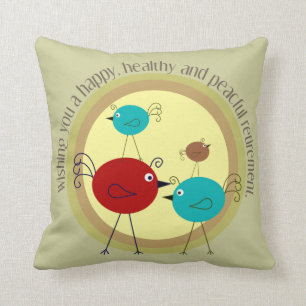 Retirement Pillow Retro Birds Design