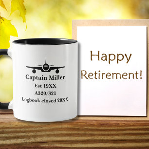 Retirement Pilot Aeroplane Minimalist Black Custom Mug