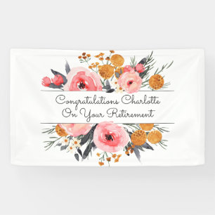Retirement Pink Blush Floral Banner