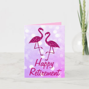 Retirement pink flamingo Custom text Greeting Card