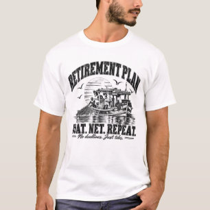Retirement Plan Boat Net Repeat Black Ink T-Shirt