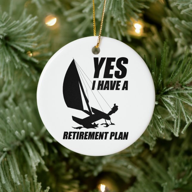 Retirement Plan Catamaran Trapeze Sailing Captain Ceramic Tree Decoration (Tree)