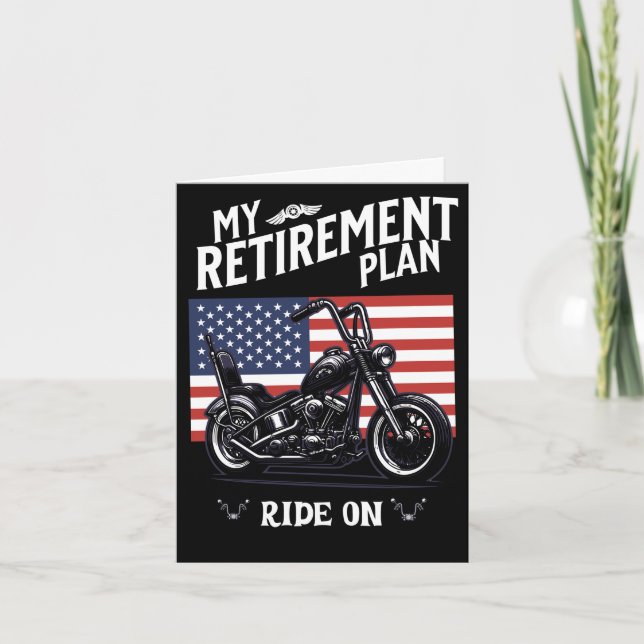 Retirement Plan Motorcyclist Biker Congratulations Card (Front)