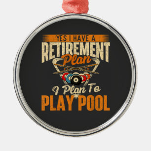 Retirement Plan Play Pool - Billiard Player Sports Metal Tree Decoration