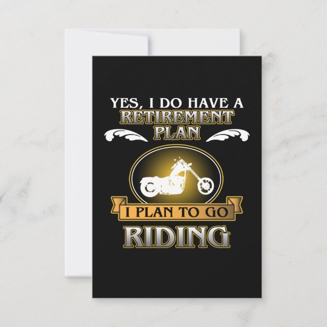 Retirement Plan Riding Motorcycle Biker Bike Lover RSVP Card (Front)