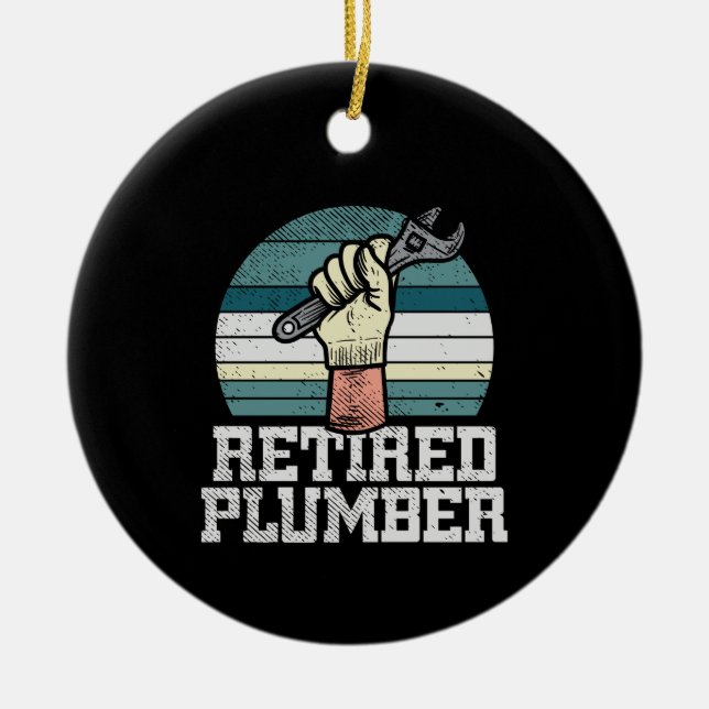 Retirement Plumber Pension Ceramic Tree Decoration (Front)
