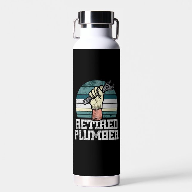 Retirement Plumber Pension Water Bottle (Front)