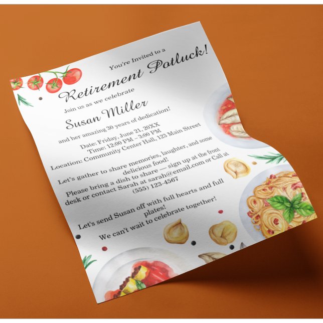 Retirement Potluck Invitation Flyer (Creator Uploaded)