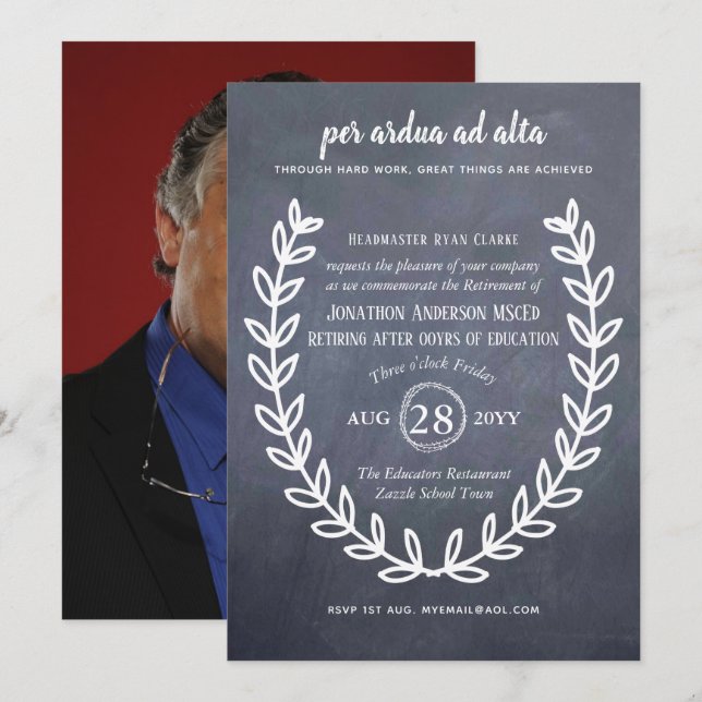 Retirement Professor Lecturer Teacher Latin Quotes Invitation (Front/Back)