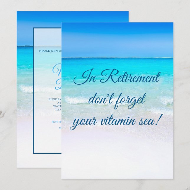 Retirement Quote Beach Sea and Sand Invitation (Front/Back)
