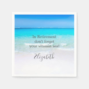 Retirement Quote Beach Sea and Sand Napkin