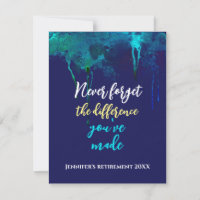 Retirement Quote Never Forget Watercolor Navy Blue