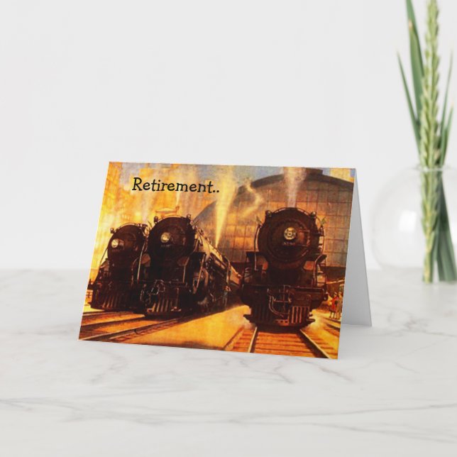 Retirement Railroad Metaphor Steam On Train track! Card (Front)
