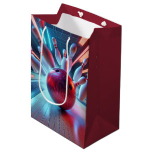 Retirement Red Bowling Ball Strike Medium Gift Bag
