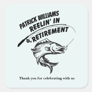 retirement reeling in retirement fishing rod square sticker