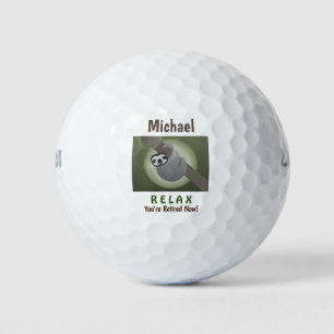 Retirement Relax Happy Cute Funny Lazy Sloth Golf Balls