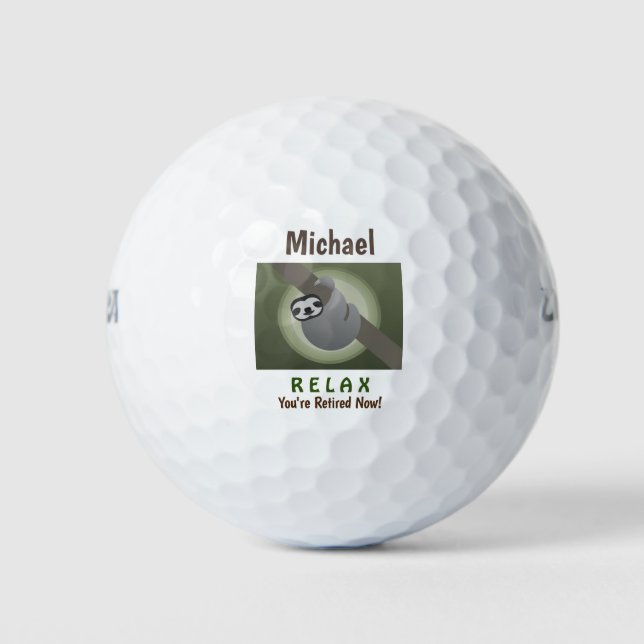 Retirement Relax Happy Cute Funny Lazy Sloth Golf Balls (Front)