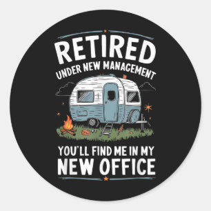 Retirement Retired Funny Camper Camp Camping , Sma Classic Round Sticker