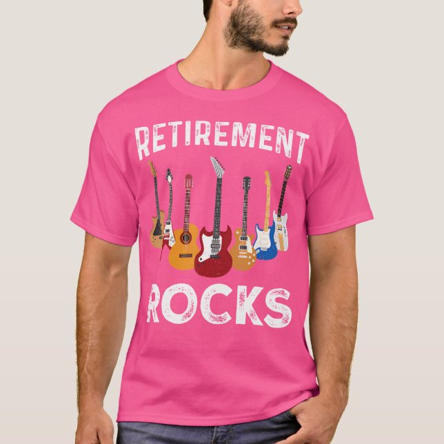 Retirement Rocks Funny Guitarist Player Guitar Hum T-Shirt (Front)