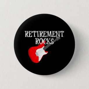 Retirement Rocks, Graphic Design with Guitar 6 Cm Round Badge
