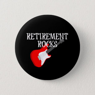 Retirement Rocks, Graphic Design with Guitar 6 Cm Round Badge