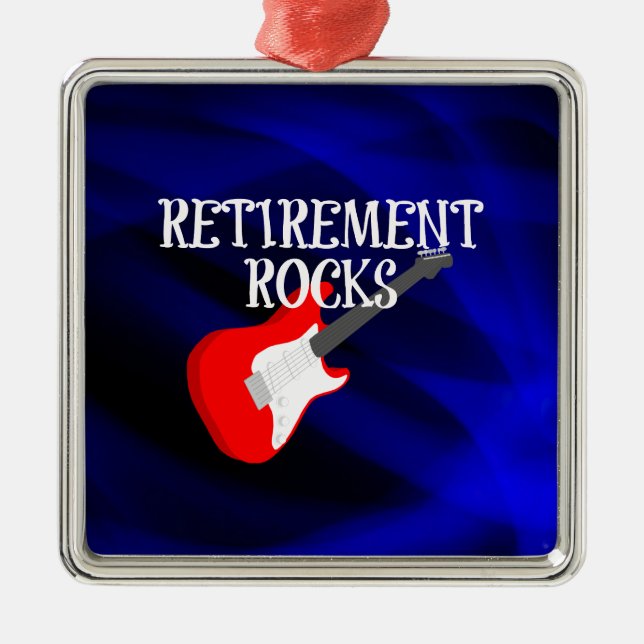 Retirement Rocks, Rocking Guitar, Metal Tree Decoration (Front)