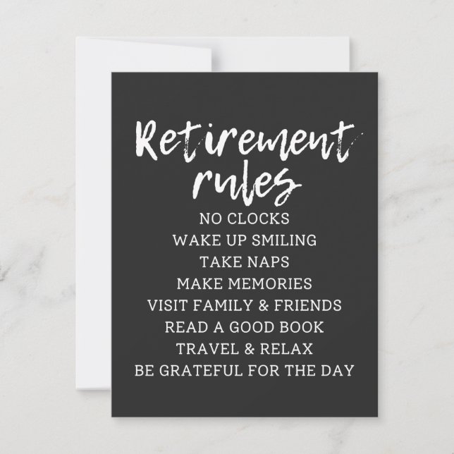 Retirement Rules Sign, Retirement Gift Sign (Front)