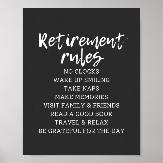 Retirement Rules Sign, Retirement Gift Sign (Front)