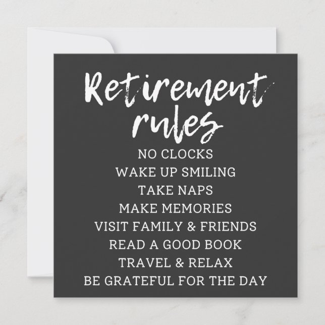 Retirement Rules Sign, Retirement Gift Sign Invitation (Front)