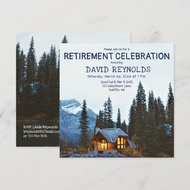 Retirement -  Rustic Cottage - Party Invitation (Front/Back)