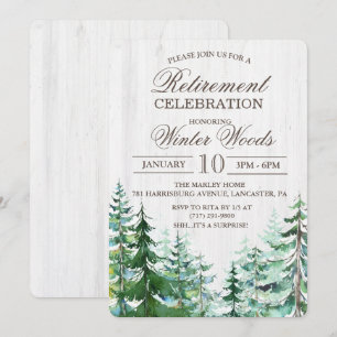 Retirement Rustic Wood Tree Invitation