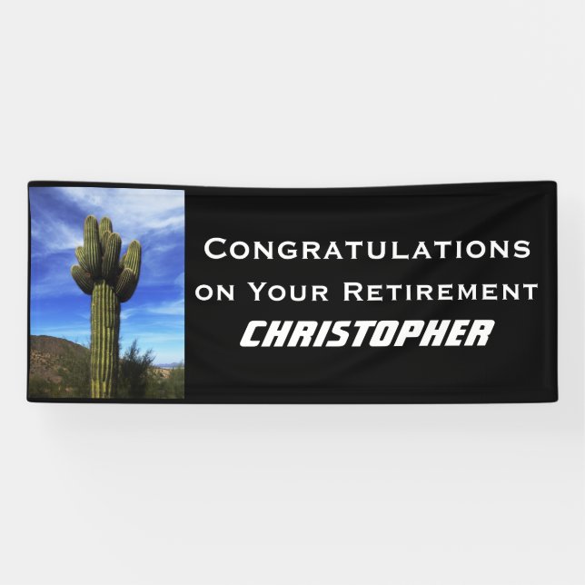 Retirement Saguaro Cactus Arizona Jumbo Banner (Horizontal)