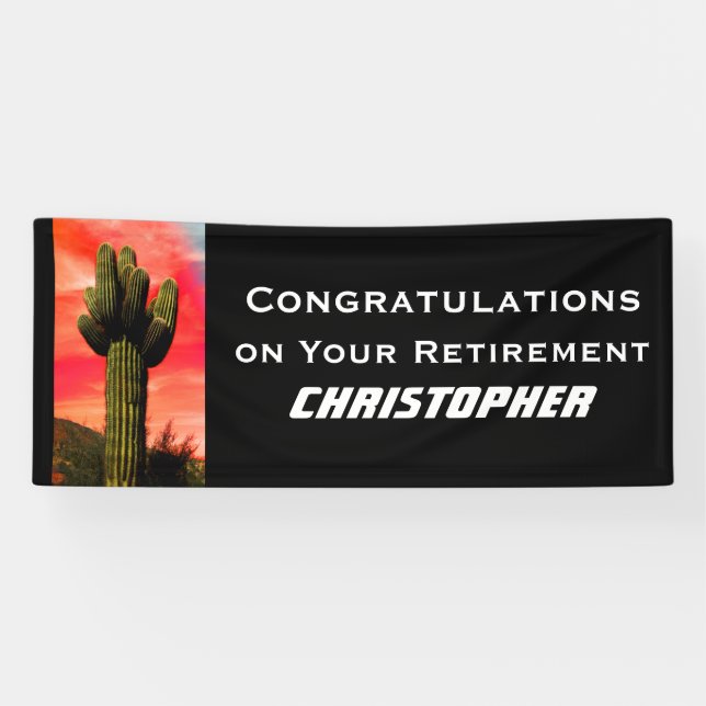 Retirement Saguaro Cactus Arizona Southwest Jumbo Banner (Horizontal)