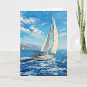 Retirement Sailboat Impasto Painting Card