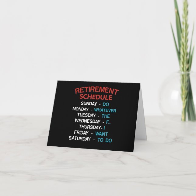 Retirement Schedule Calendar Office Humour Coworke Card (Front)