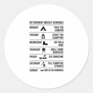 Retirement Schedule Camping Plan Humor Vacation Classic Round Sticker