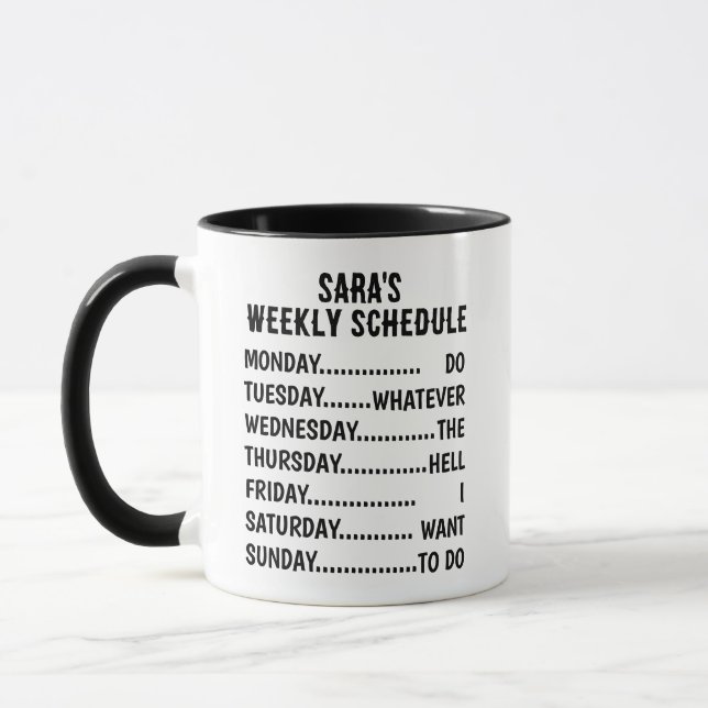 Retirement Schedule Mug - Personalised Humour | Un (Left)