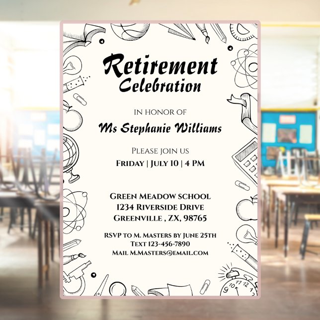 Retirement School Teacher Celebration Party  Invitation (Creator Uploaded)