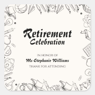 Retirement School Teacher Celebration Party  Square Sticker