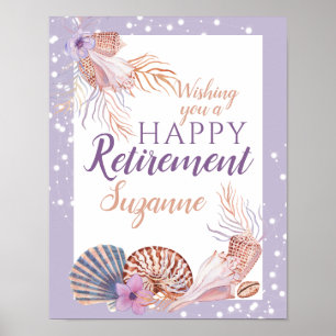 Retirement  Seashell Coral Purple Poster